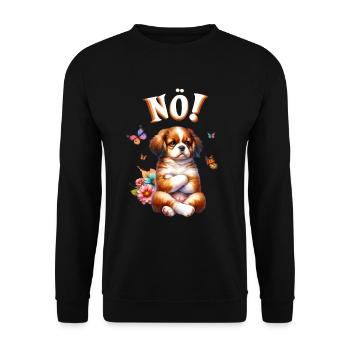 Hund Lustiger Spruch Nö! für Hundeliebhaber - Unisex Pullover - Schwarz - Vorne - Alina (178cm) & Michal (187cm)