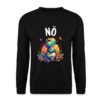 Dinosaur Dinos Saying Nope for Boys and Girls - Unisex Sweatshirt - black - Front - Alina (178cm) & Michal (187cm)