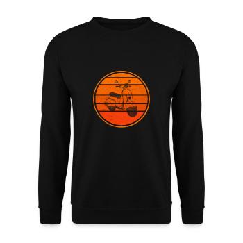 Retro Motorroller Mofa Roller Rollerfahrer Vintage - Unisex Pullover - Schwarz - Vorne - Alina (178cm) & Michal (187cm)