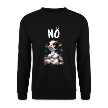 Cow Saying Nope for Boys and Girls - Unisex Sweatshirt - black - Front - Alina (178cm) & Michal (187cm)