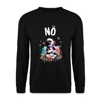 Cow Saying Nope for Boys and Girls - Unisex Sweatshirt - black - Front - Alina (178cm) & Michal (187cm)