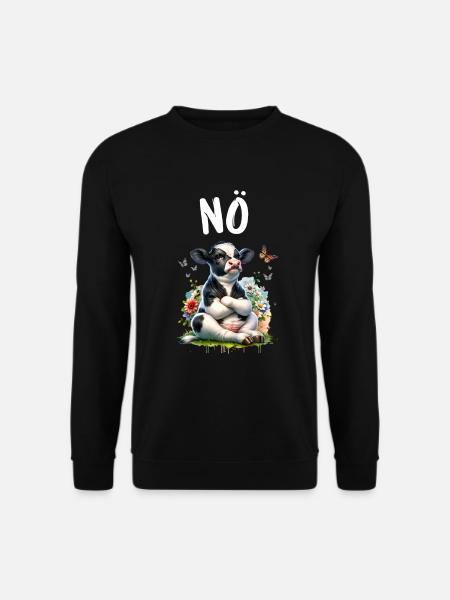Kuh Spruch Nö für Jungen und Mädchen - Unisex Pullover - Schwarz