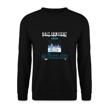 Eisbaden Ice bath baden ice bathing Kältebad kalt - Unisex Pullover - Schwarz - Vorne - Alina (178cm) & Michal (187cm)