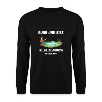 Fishing Pond Fishing Lake Angler Fisherman Fishing Sayings - Unisex Sweatshirt - black - Front - Alina (178cm) & Michal (187cm)
