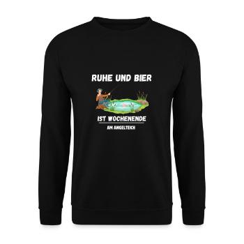 Fishing Pond Fishing Lake Angler Fisherman Fishing Sayings - Unisex Sweatshirt - black - Front - Alina (178cm) & Michal (187cm)