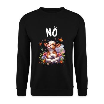 Cow Saying Nope for Boys and Girls - Unisex Sweatshirt - black - Front - Alina (178cm) & Michal (187cm)