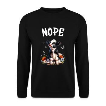 Cow Saying Nope for Boys and Girls - Unisex Sweatshirt - black - Front - Alina (178cm) & Michal (187cm)