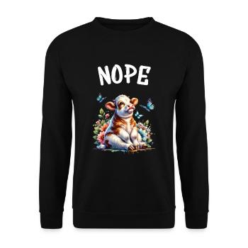 Cow Saying Nope for Boys and Girls - Unisex Sweatshirt - black - Front - Alina (178cm) & Michal (187cm)