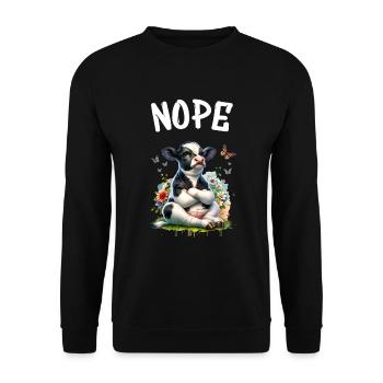 Cow Saying Nope for Boys and Girls - Unisex Sweatshirt - black - Front - Alina (178cm) & Michal (187cm)