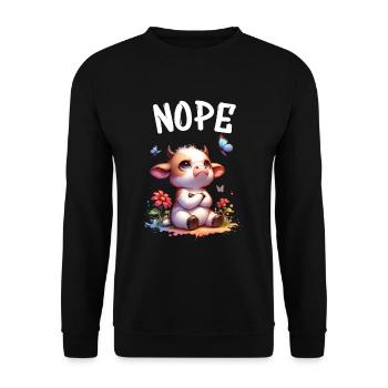 Cow Saying Nope for Boys and Girls - Unisex Sweatshirt - black - Front - Alina (178cm) & Michal (187cm)