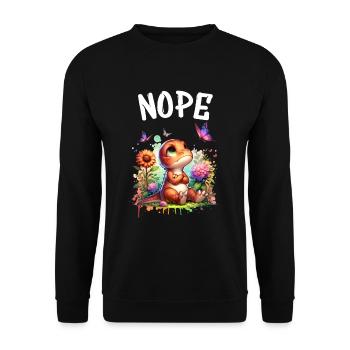 Dinosaur Saying Nope for Boys and Girls - Unisex Sweatshirt - black - Front - Alina (178cm) & Michal (187cm)