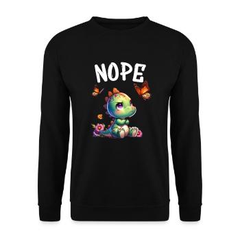 Dinosaur Saying Nope for Boys and Girls - Unisex Sweatshirt - black - Front - Alina (178cm) & Michal (187cm)