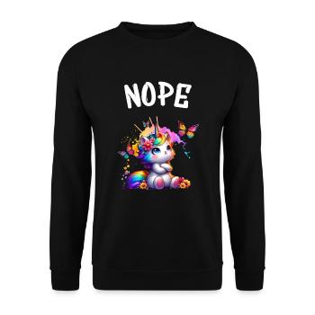 Licorne disant non Garçon et fille Créature mythique - Sweat-shirt Unisexe - noir - Devant - Alina (178cm) & Michal (187cm)