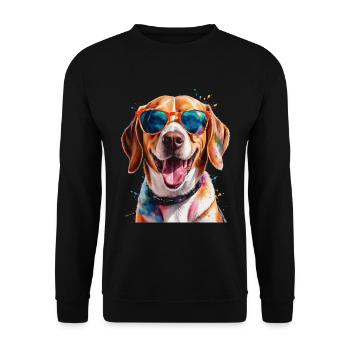 Beagle Sunglasses Dog Funny Animal Design Print - Unisex Sweatshirt - black - Front - Alina (178cm) & Michal (187cm)