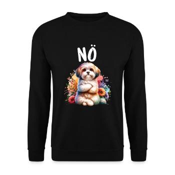 Havanese Lustiger Spruch Nö für Hundeliebhaber - Unisex Pullover - Schwarz - Vorne - Alina (178cm) & Michal (187cm)