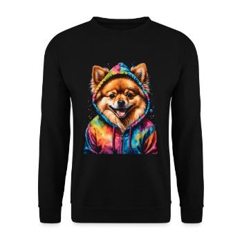 Pomeranian Pomeranian Pomeranian Hoodie Dog Print - Unisex Sweatshirt - black - Front - Alina (178cm) & Michal (187cm)