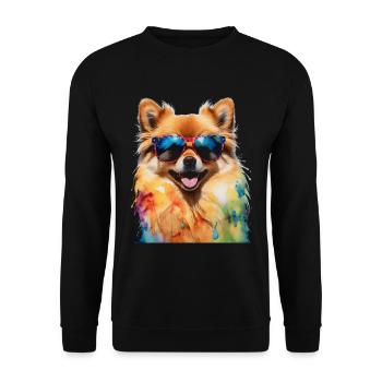 Pomeranian Pomeranian Sunglasses Dog Print - Unisex Sweatshirt - black - Front - Alina (178cm) & Michal (187cm)