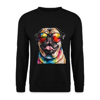 Carlin Lunettes De Soleil Chien Coloré Drôle Design Imprimer - Sweat-shirt Unisexe - noir - Devant - Alina (178cm) & Michal (187cm)