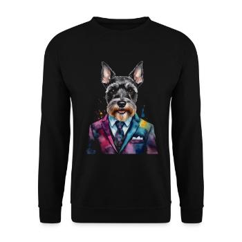Miniature Schnauzer Costume Chien Drôle Animal Design Imprimer - Sweat-shirt Unisexe - noir - Devant - Alina (178cm) & Michal (187cm)
