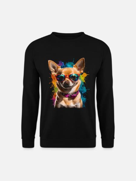 Chihuahua Sonnenbrille Hund Lustig Design Print - Unisex Pullover - Schwarz