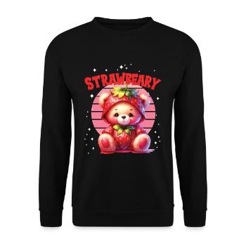Petit ours kawaii japonais avec des fraises en costume - Sweat-shirt Unisexe - noir - Devant - Alina (178cm) & Michal (187cm)