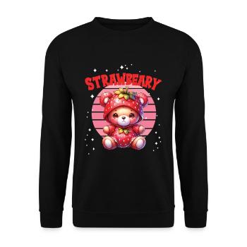 Petit ours kawaii japonais avec des fraises en costume - Sweat-shirt Unisexe - noir - Devant - Alina (178cm) & Michal (187cm)