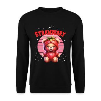 Petit ours kawaii japonais avec des fraises en costume - Sweat-shirt Unisexe - noir - Devant - Alina (178cm) & Michal (187cm)