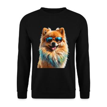 Pomeranian Pomeranian Sunglasses Dog Print - Unisex Sweatshirt - black - Front - Alina (178cm) & Michal (187cm)