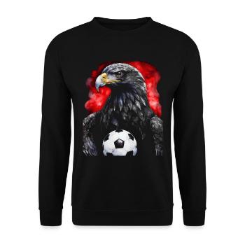 Adler Fußball Bunt Österreich Tier Design Print - Unisex Pullover - Schwarz - Vorne - Alina (178cm) & Michal (187cm)