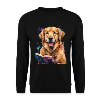 Golden Retriever Chien De Lecture Drôle Design Imprimer - Sweat-shirt Unisexe - noir - Devant - Alina (178cm) & Michal (187cm)