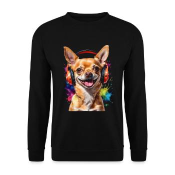 Chihuahua Casque Chien Drôle Animal Design Imprimer - Sweat-shirt Unisexe - noir - Devant - Alina (178cm) & Michal (187cm)