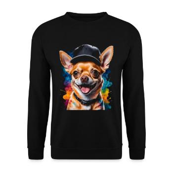 Chihuahua Snapback Cap Chien Drôle Design Print - Sweat-shirt Unisexe - noir - Devant - Alina (178cm) & Michal (187cm)