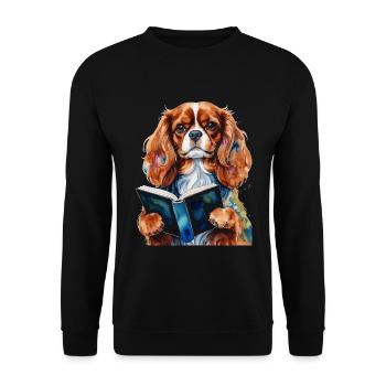 Cavalier King Charles Spaniel Lecture Livre Chien - Sweat-shirt Unisexe - noir - Devant - Alina (178cm) & Michal (187cm)
