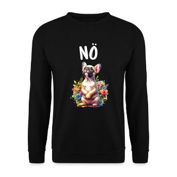 Französische Bulldogge Spruch Nö Hundeliebhaber - Unisex Pullover - Schwarz - Vorne - Alina (178cm) & Michal (187cm)