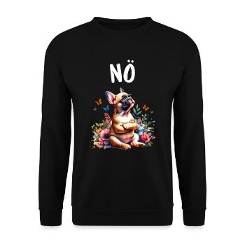 Französische Bulldogge Spruch Nö Hundeliebhaber - Unisex Pullover - Schwarz - Vorne - Alina (178cm) & Michal (187cm)