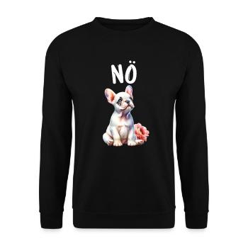 Französische Bulldogge Spruch Nö Hundeliebhaber - Unisex Pullover - Schwarz - Vorne - Alina (178cm) & Michal (187cm)