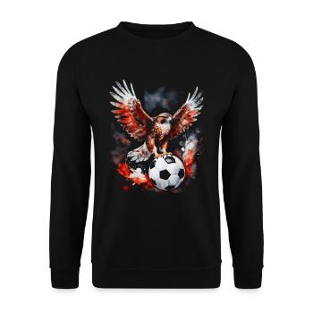 Turul Fußball Bunt Ungarn Tier Design Print - Unisex Pullover - Schwarz - Vorne - Alina (178cm) & Michal (187cm)