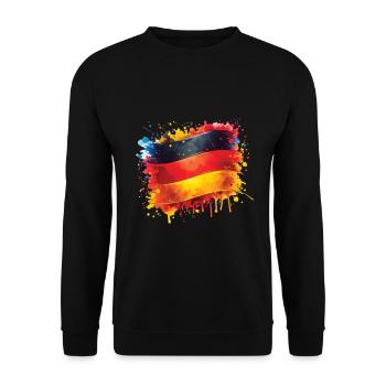 Fahne Deutschland Flagge für Sport Fan - Unisex Pullover - Schwarz - Vorne - Alina (178cm) & Michal (187cm)