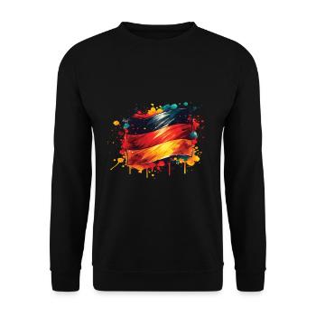 Fahne Deutschland Flagge für Sport Fan - Unisex Pullover - Schwarz - Vorne - Alina (178cm) & Michal (187cm)