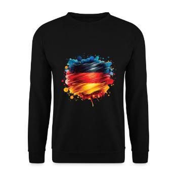 Fahne Deutschland Flagge für Sport Fan - Unisex Pullover - Schwarz - Vorne - Alina (178cm) & Michal (187cm)