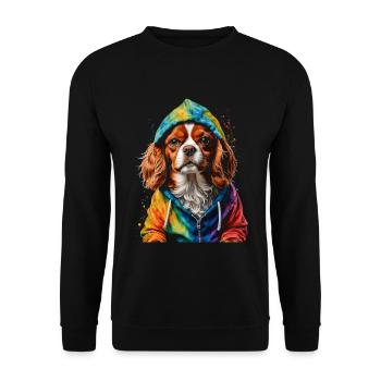 Cavalier King Charles Spaniel Sweat à capuche imprimé chien - Sweat-shirt Unisexe - noir - Devant - Alina (178cm) & Michal (187cm)