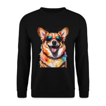 Corgi Sunglasses Dog Colorful Funny Design Print - Unisex Sweatshirt - black - Front - Alina (178cm) & Michal (187cm)
