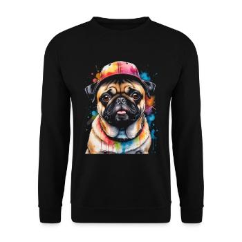 Carlin Snapback Cap Chien Coloré Drôle Design Imprimer - Sweat-shirt Unisexe - noir - Devant - Alina (178cm) & Michal (187cm)