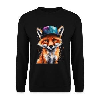 Casquette Fox Snapback Cool Animal Design Print - Sweat-shirt Unisexe - noir - Devant - Alina (178cm) & Michal (187cm)