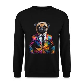 Carlin Costume Chien Coloré Drôle Animal Design Imprimer - Sweat-shirt Unisexe - noir - Devant - Alina (178cm) & Michal (187cm)
