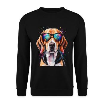 Beagle Sunglasses Dog Funny Animal Design Print - Unisex Sweatshirt - black - Front - Alina (178cm) & Michal (187cm)