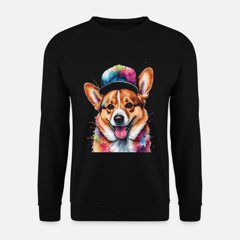 Corgi Snapback Cap Hund Lustig Tier Design Print - Unisex Pullover - Schwarz