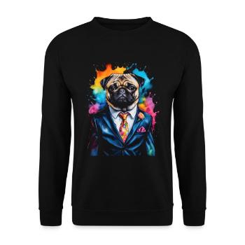Carlin Costume Chien Coloré Drôle Animal Design Imprimer - Sweat-shirt Unisexe - noir - Devant - Alina (178cm) & Michal (187cm)