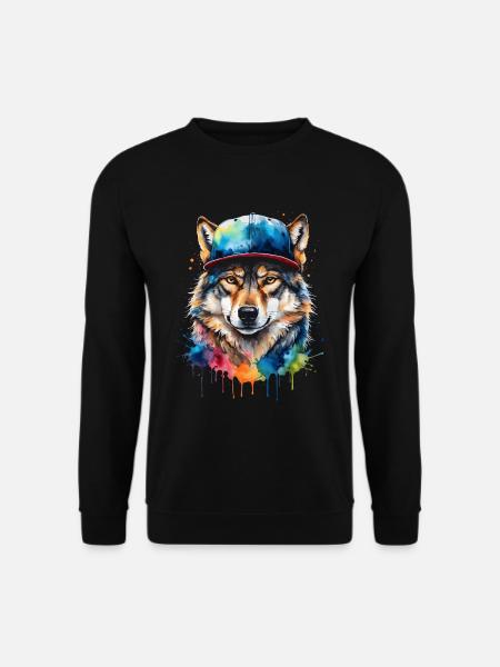 Wolf Snapback Cap Bunt Tier Design Print - Unisex Pullover - Schwarz