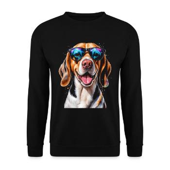 Beagle Sunglasses Dog Funny Animal Design Print - Unisex Sweatshirt - black - Front - Alina (178cm) & Michal (187cm)